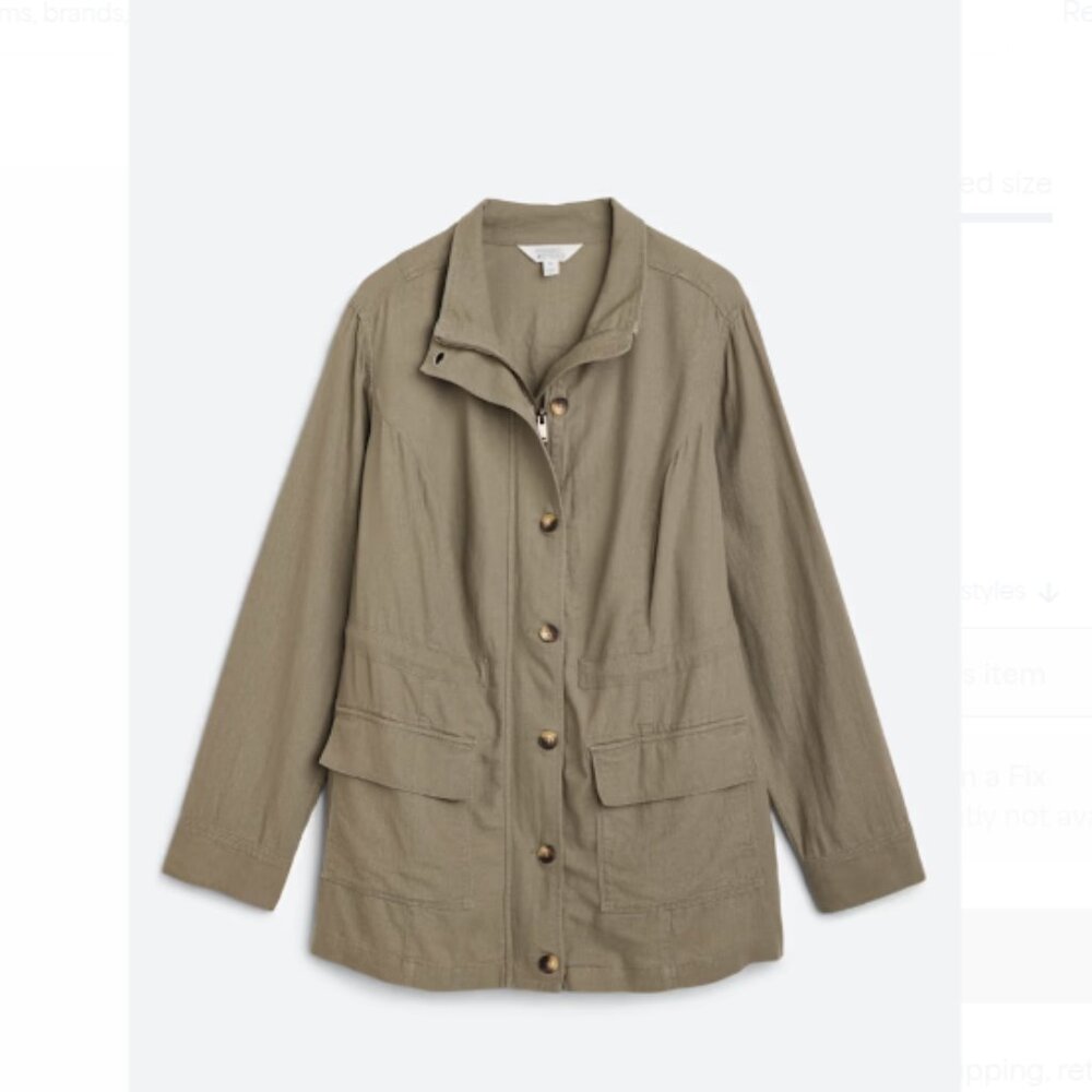 Cara Lightweight Linen Cargo Jacket 2X